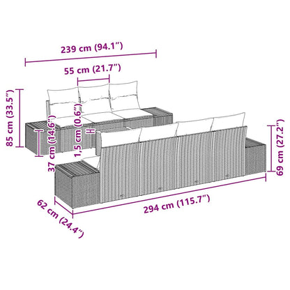 Set Divano da Giardino 8 pz Nero polyrattan | homemem39