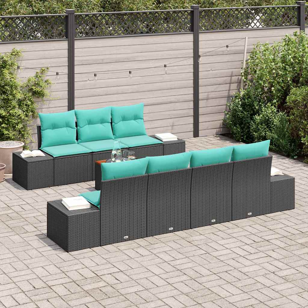 Set Divano da Giardino 8 pz Nero polyrattan | homemem39