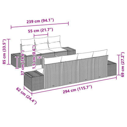 Set Divano da Giardino 8 pz Nero polyrattan | homemem39