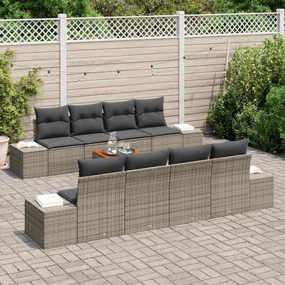 Set Divano da Giardino con cuscino 9 pcs Grigio polyrattan | homemem39