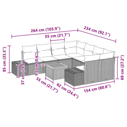 Set Divano da Giardino 9 pz Nero polyrattan | homemem39