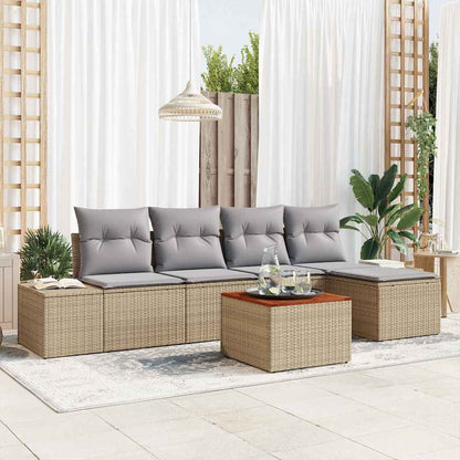 Set Divano da Giardino con cuscino 6 pcs Beige polyrattan | homemem39