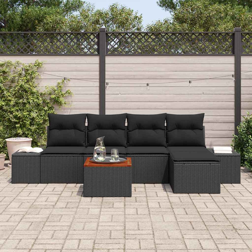 Set Divano da Giardino 6 pz Nero polyrattan | homemem39