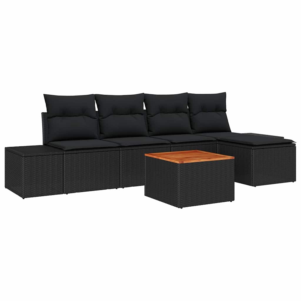 Set Divano da Giardino 6 pz Nero polyrattan | homemem39