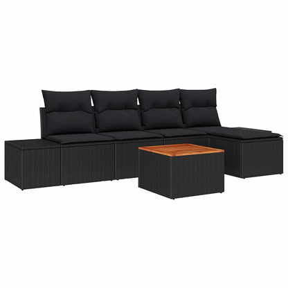 Set Divano da Giardino 6 pz Nero polyrattan | homemem39