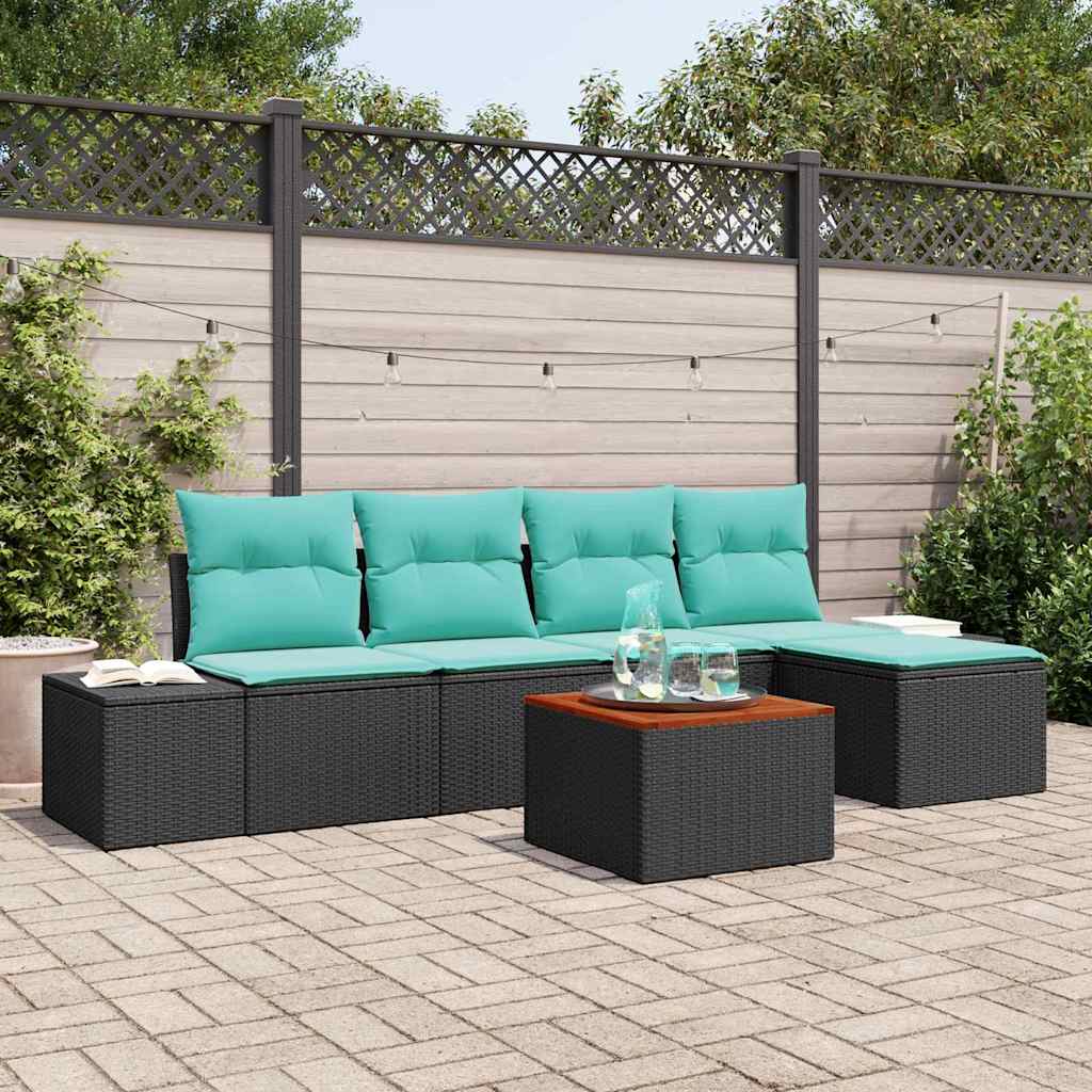 Set Divano da Giardino 6 pz Nero polyrattan - homemem39