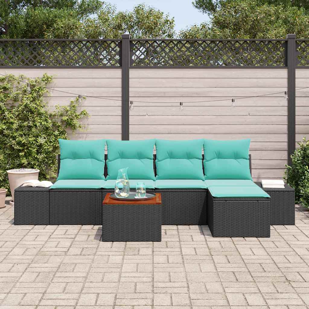 Set Divano da Giardino 6 pz Nero polyrattan - homemem39