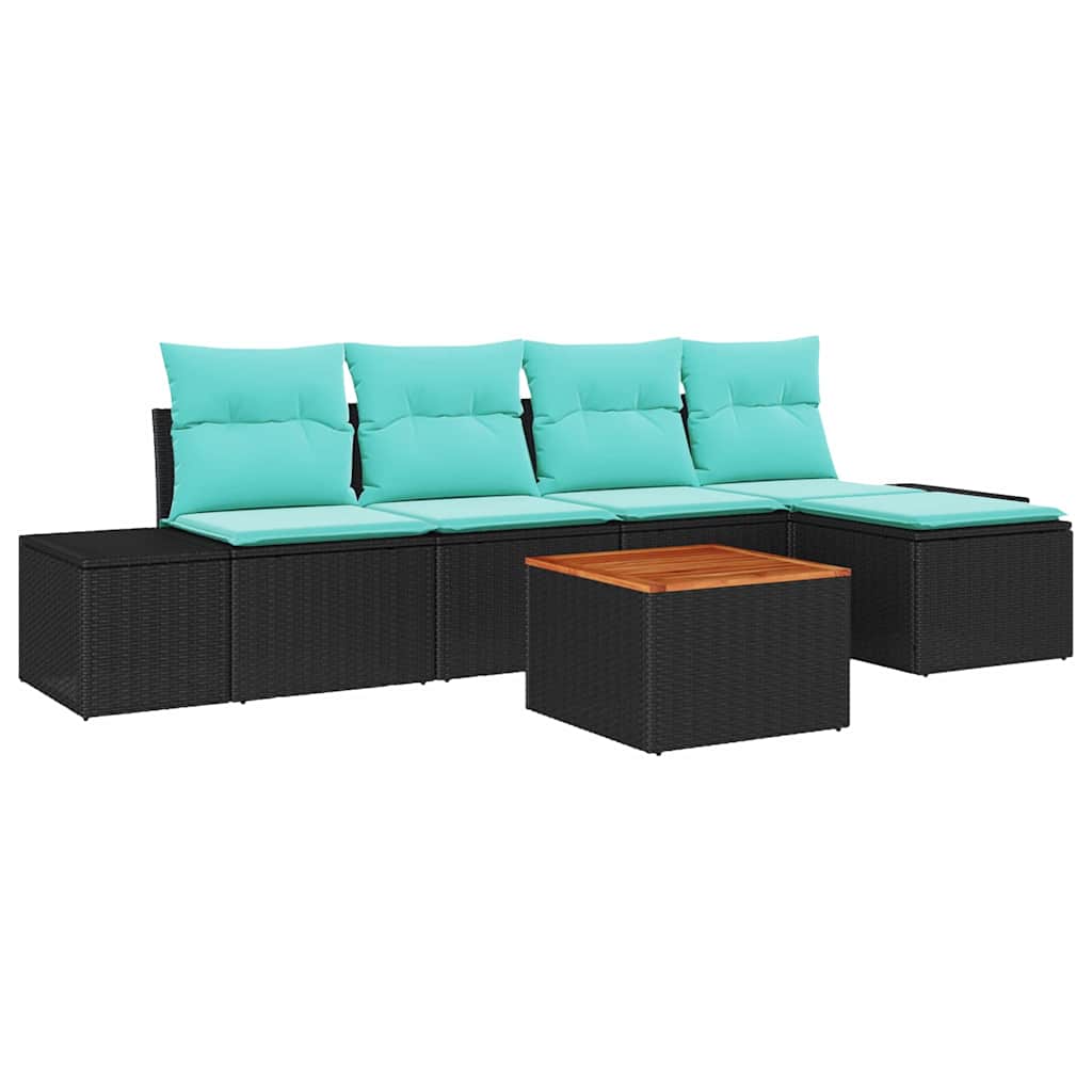 Set Divano da Giardino 6 pz Nero polyrattan - homemem39