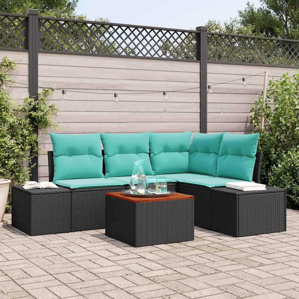 Set Divano da Giardino 5 pz Nero polyrattan - homemem39