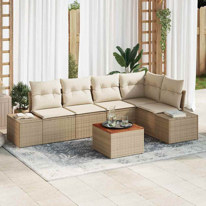 Set Divano da Giardino con cuscino 6 pcs Beige polyrattan