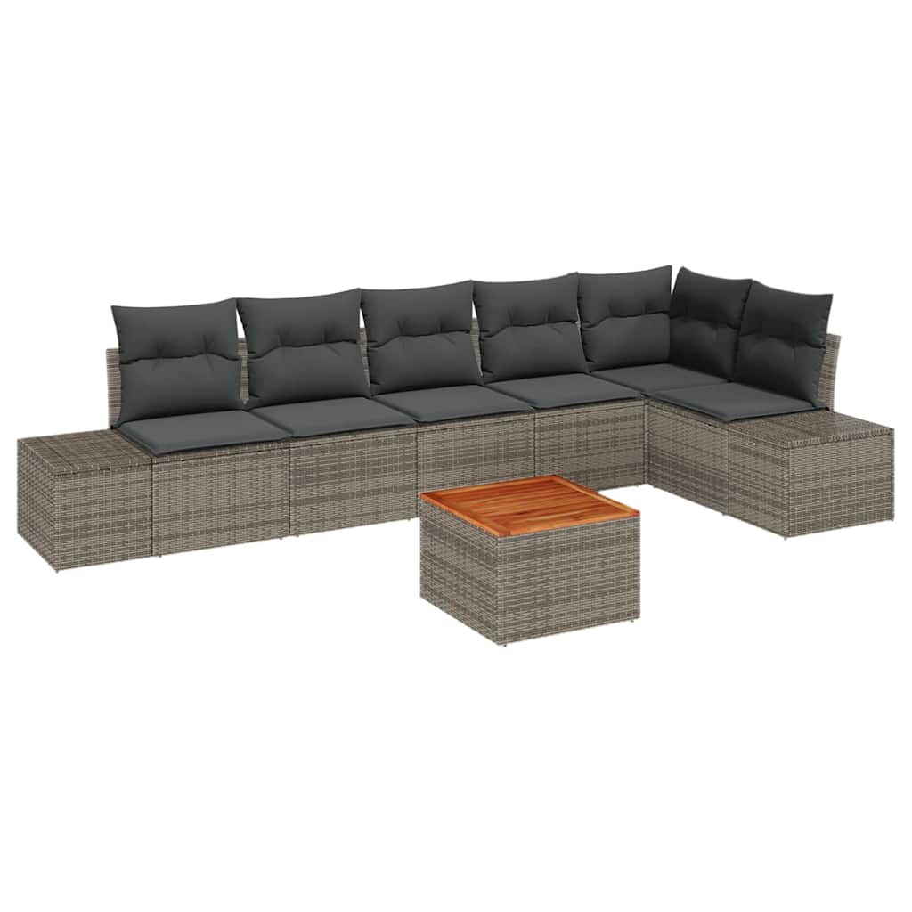 Set Divano da Giardino con cuscino 7 pcs Grigio polyrattan | homemem39
