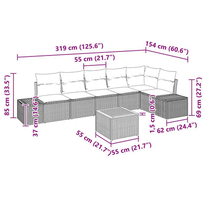 Set Divano da Giardino con cuscino 7 pcs Grigio polyrattan | homemem39