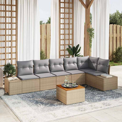 Set Divano da Giardino con cuscino 7 pcs Beige polyrattan | homemem39
