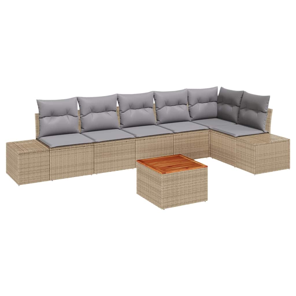 Set Divano da Giardino con cuscino 7 pcs Beige polyrattan | homemem39