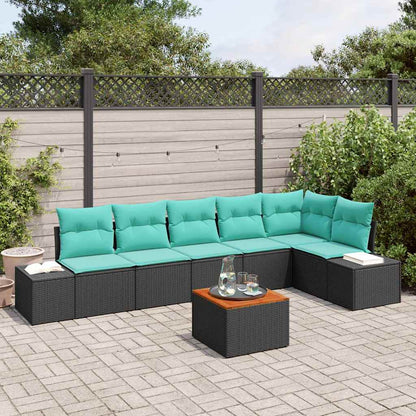 Set Divano da Giardino 7 pz Nero polyrattan | homemem39