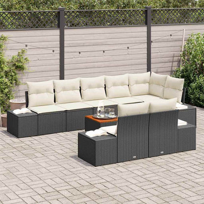 Set Divano da Giardino con cuscino 9 pcs Nero polyrattan | homemem39