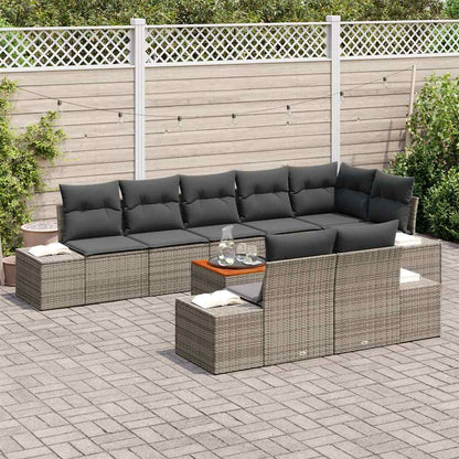 Set Divano da Giardino con cuscino 9 pcs Grigio polyrattan | homemem39