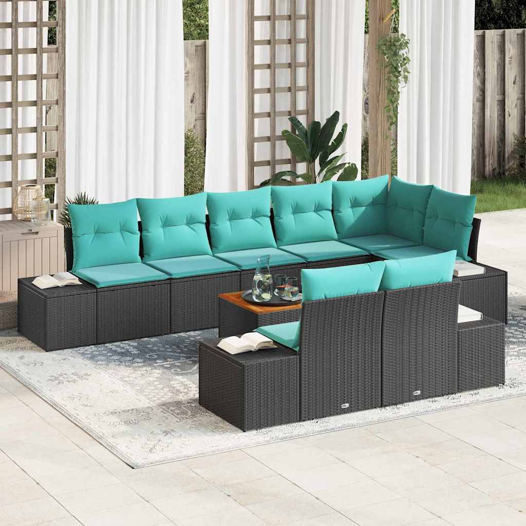 Set Divano da Giardino 9 pz Nero polyrattan | homemem39