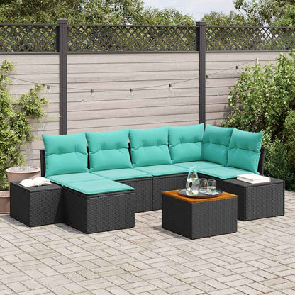 Set Divano da Giardino 7 pz Nero polyrattan - homemem39