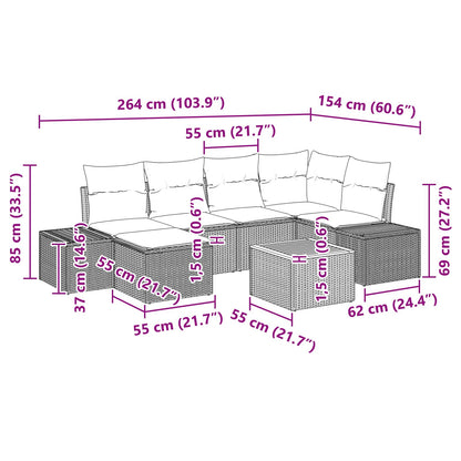 Set Divano da Giardino 7 pz Nero polyrattan | homemem39