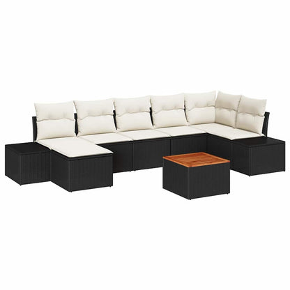 Set Divano da Giardino con cuscino 8 pcs Nero polyrattan | homemem39