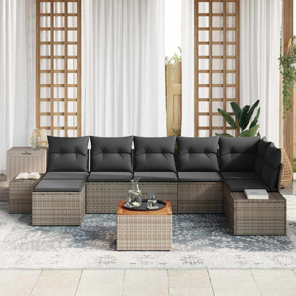Set Divano da Giardino con cuscino 8 pcs Grigio polyrattan | homemem39