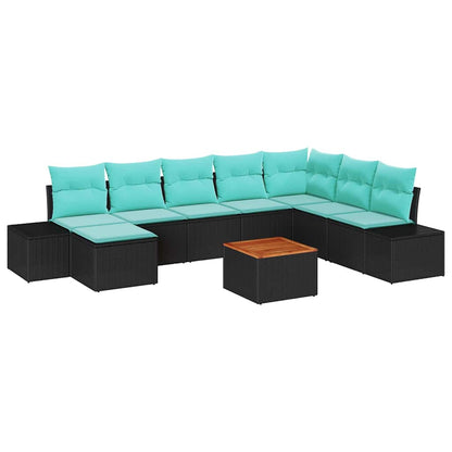 Set Divano da Giardino 9 pz Nero polyrattan | homemem39
