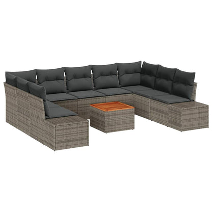 Set Divano da Giardino con cuscino 10 pcs Grigio polyrattan | homemem39