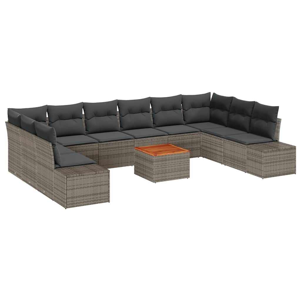 Set Divano da Giardino con cuscino 11 pcs Grigio polyrattan | homemem39