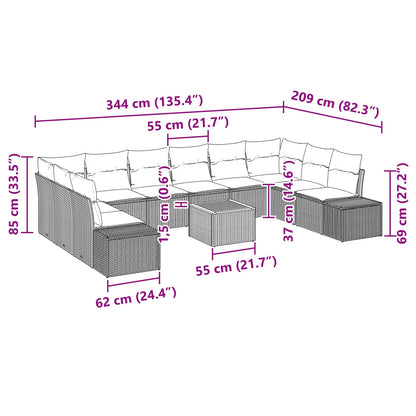 Set Divano da Giardino 11 pz Nero polyrattan | homemem39