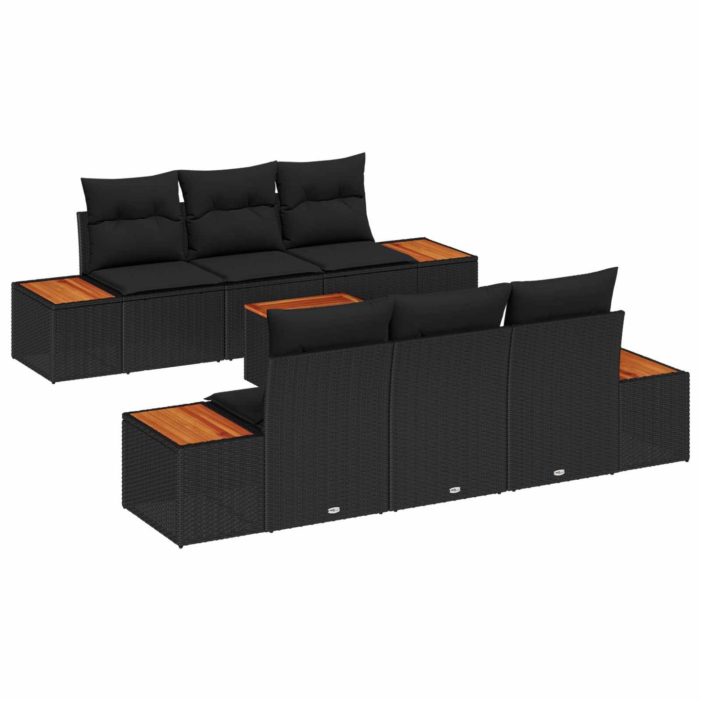 Set Divano da Giardino 7 pz Nero Poly Rattan | homemem39