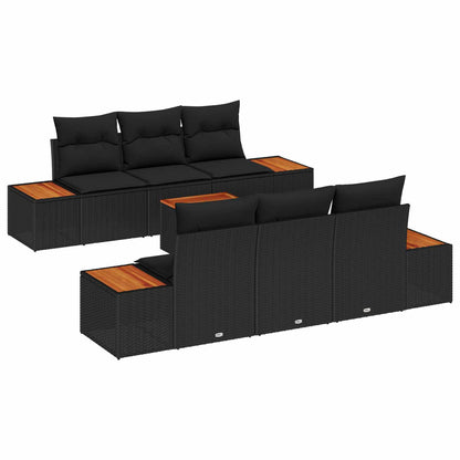 Set Divano da Giardino 7 pz Nero Poly Rattan | homemem39