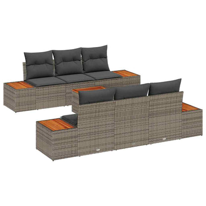 Set Divano da Giardino con cuscino 7 pcs Grigio Poly Rattan | homemem39