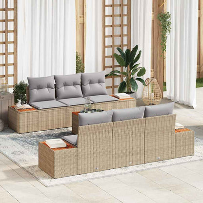 Set Divano da Giardino con cuscino 7 pcs Beige Poly Rattan | homemem39