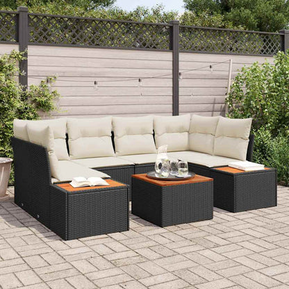 Set Divano da Giardino con cuscino 6 pcs Nero Poly Rattan | homemem39