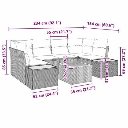 Set Divano da Giardino con cuscino 6 pcs Nero Poly Rattan | homemem39