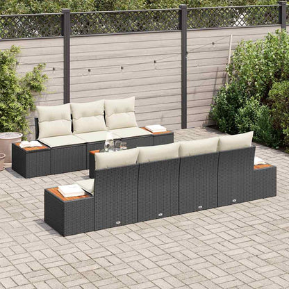 Set Divano da Giardino con cuscino 8 pcs Nero Poly Rattan | homemem39