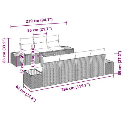 Set Divano da Giardino con cuscino 8 pcs Nero Poly Rattan | homemem39
