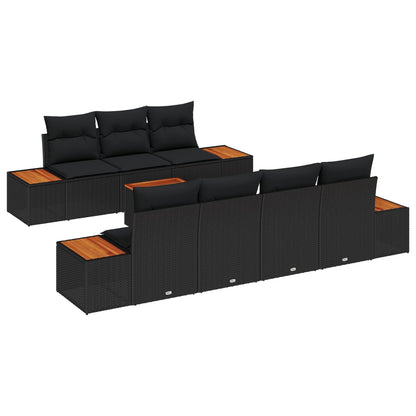 Set Divano da Giardino 8 pz Nero Poly Rattan | homemem39