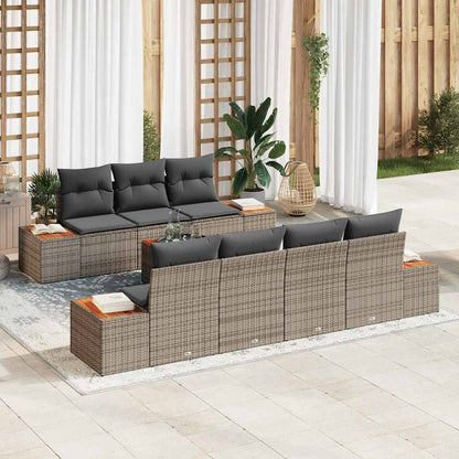 Set Divano da Giardino con cuscino 8 pcs Grigio Poly Rattan | homemem39