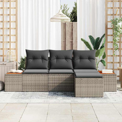 Set Divano da Giardino 4 pz Grigio polyrattan