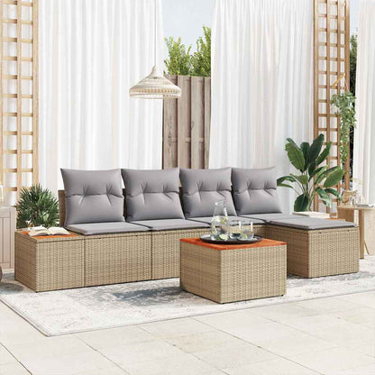 Set Divano da Giardino con cuscino 6 pcs Beige Poly Rattan | homemem39