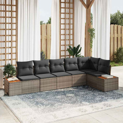Set Divano da Giardino con cuscino 6 pcs Grigio Poly Rattan | homemem39