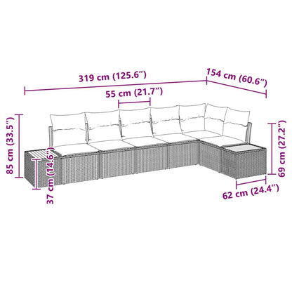 Set Divano da Giardino con cuscino 6 pcs Beige Poly Rattan | homemem39