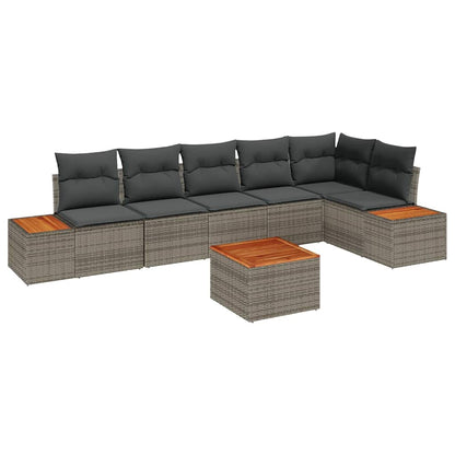 Set Divano da Giardino con cuscino 7 pcs Grigio Poly Rattan | homemem39