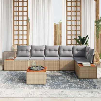 Set Divano da Giardino con cuscino 7 pcs Beige Poly Rattan | homemem39