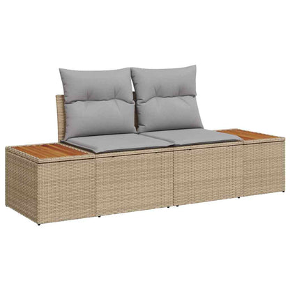 Set Divano da Giardino con cuscino 7 pcs Beige polyrattan