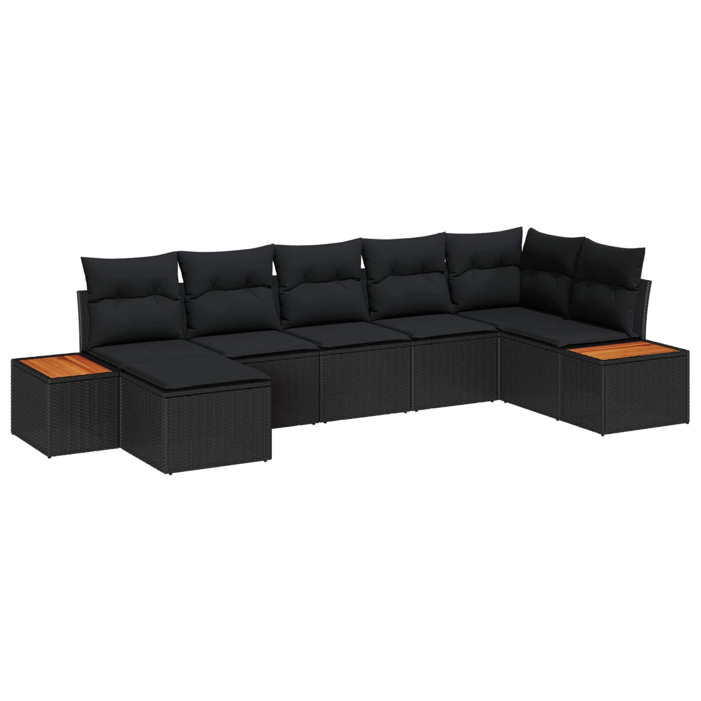 Set Divano da Giardino con cuscino 7 pcs Nero Poly Rattan | homemem39