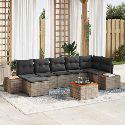Set Divano da Giardino con cuscino 8 pcs Grigio polyrattan