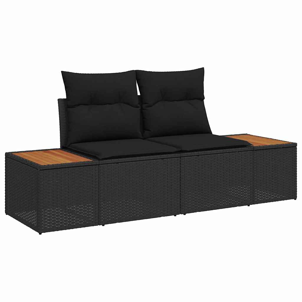 Set Divano da Giardino con cuscino 6 pcs Nero polyrattan